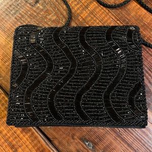 Black sequined evening purse